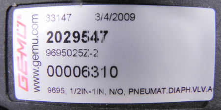 Gemu Pneumatic Diaphragm Valve Actuator 9695 1/2in-1in - Advance Operations