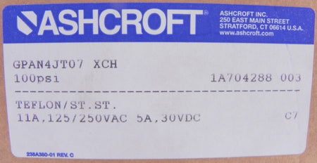 Ashcroft Pressure Control Switch GPAN4JT07 100 psi - Advance Operations