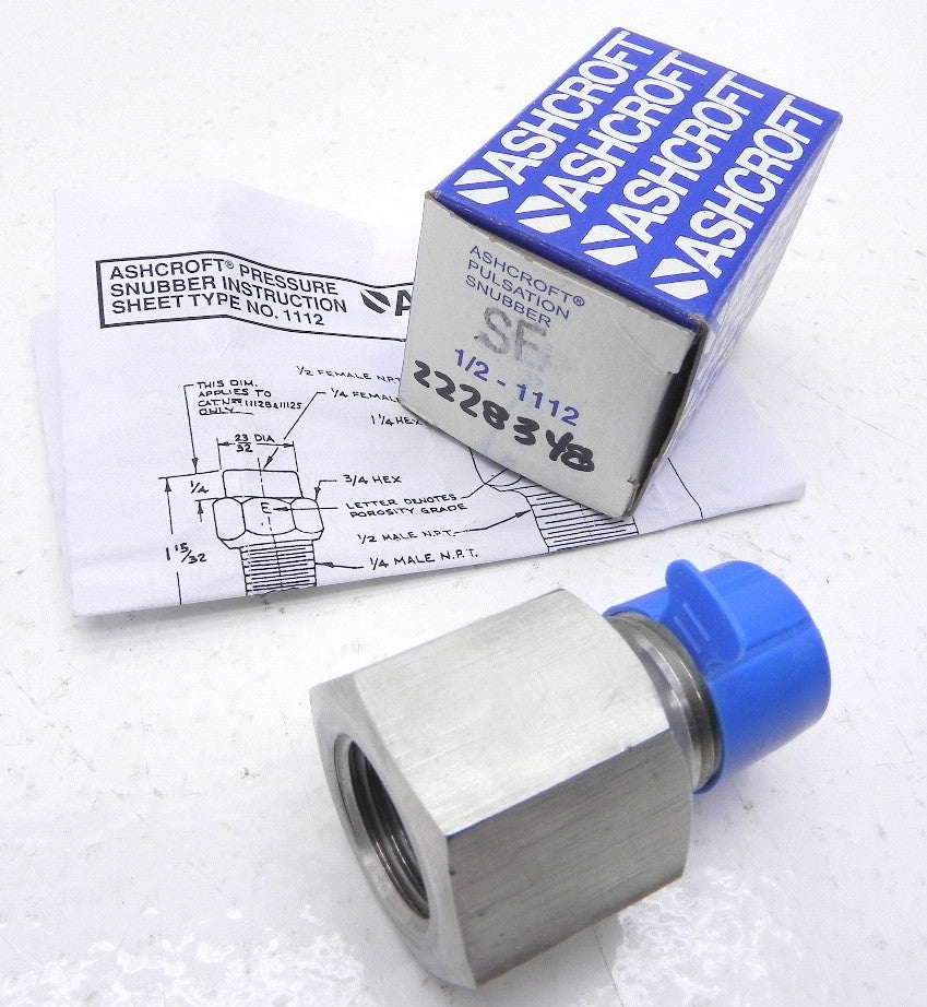 Ashcroft Pulsation Snubber 1/2-1112 (Lot of 2) - Advance Operations