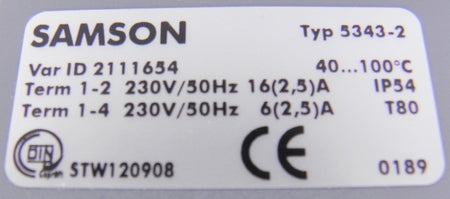 Samson Safety Temperature Monitor 5343-2 STW120908 013354960100918 - Advance Operations