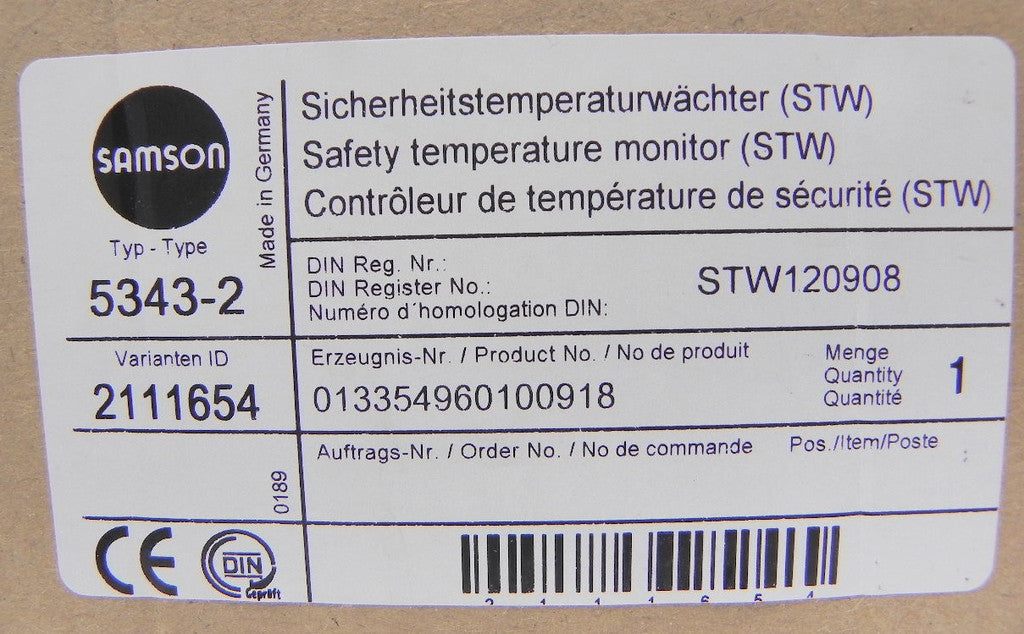 Samson Safety Temperature Monitor 5343-2 STW120908 013354960100918 - Advance Operations