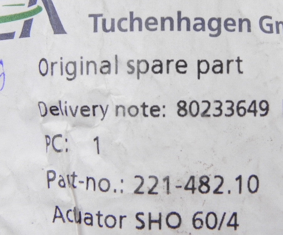GEA Tuchenhagen SH0 60/4 Actuator Component 221.482.10 - Advance Operations