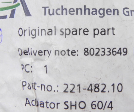 GEA Tuchenhagen SH0 60/4 Actuator Component 221.482.10 - Advance Operations