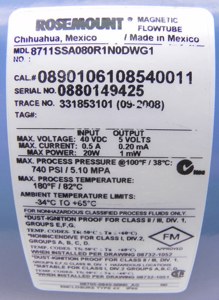 Rosemount Flowmeter Flowtube 8" 8711SSA080R1N0DWG1 - Advance Operations