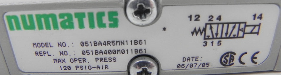 Numatics Valve 120 psig-air 051BA4R5MN11B61 - Advance Operations