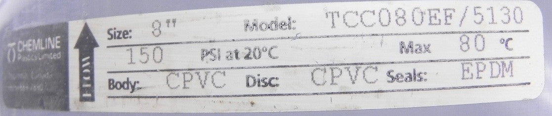 Chemline Check Valve 8" CPVC TCC080EF/5130 - Advance Operations