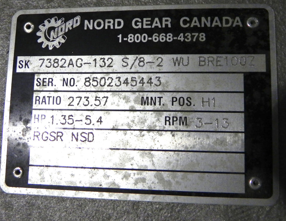 Nord Clincher Shaft Mount Gearmotor 7382AG-132 S/8-2 - Advance Operations