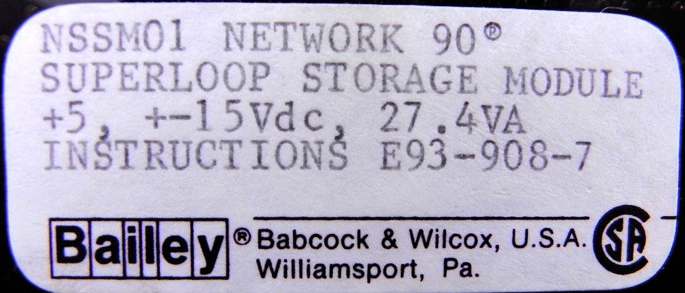 ABB Bailey Network 90 NSSM01 SuperLoop Storage Module - Advance Operations