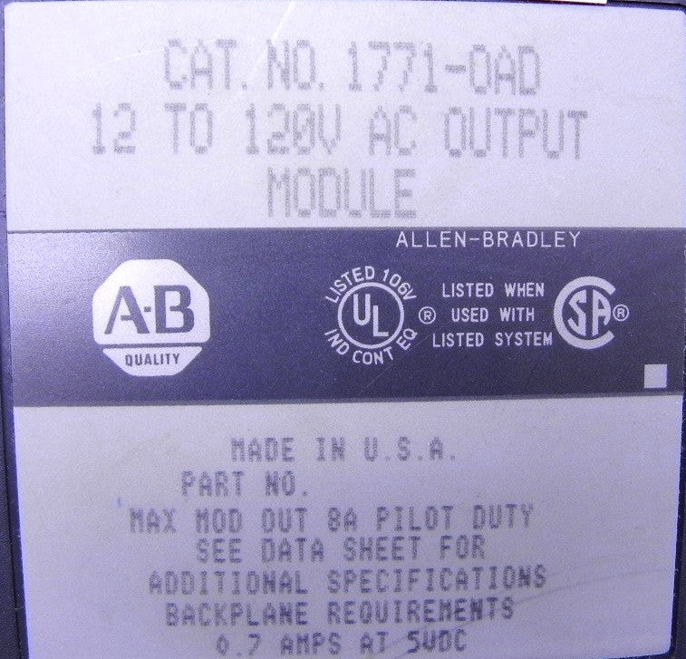 Allen-Bradley Output Module 1771-OAD - Advance Operations