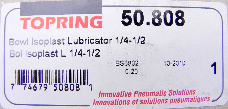 Topring Lubricator Bowl Isoplast 1/4 50.808 (Lot of 3) - Advance Operations