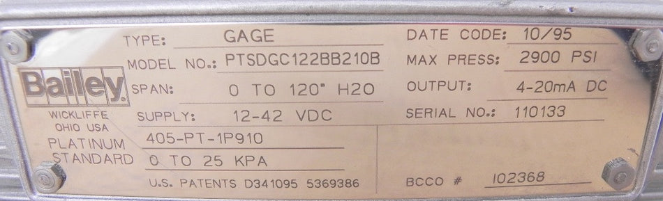 Bailey PTSDGC Pressure transmitter PTSDGC122BB210B - Advance Operations