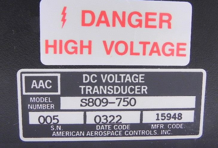 American Aerospace DC Voltage Transducer S809-750 - Advance Operations