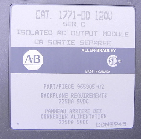 Allen-Bradley Isolated Output Module  Used 1771-OD - Advance Operations