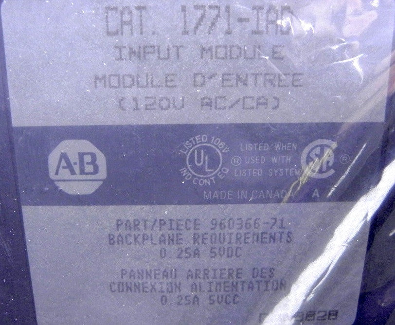 Allen-Bradley Input Module Refurbished Sealed 1771-IAD - Advance Operations