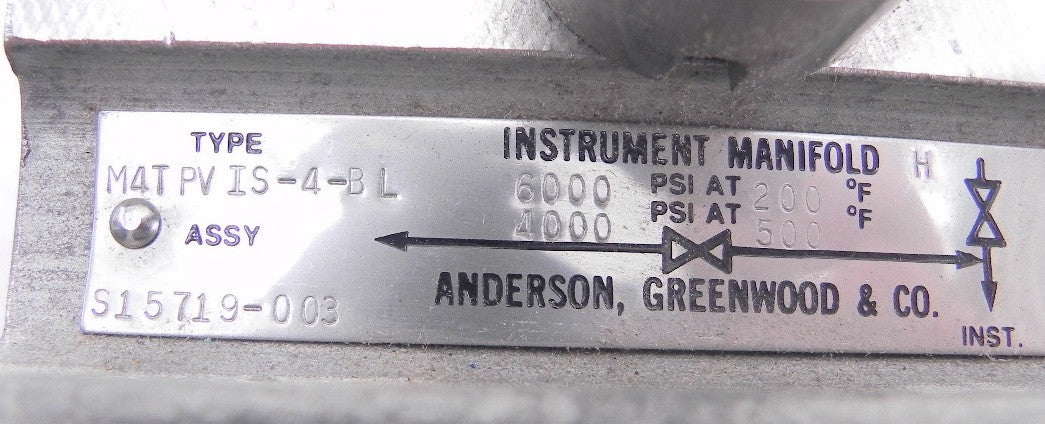 Anderson Greenwood SS316 Valve Manifold M4TPVIS-4-BL - Advance Operations