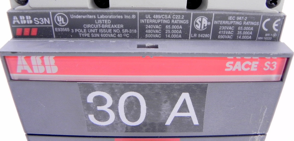 ABB Sace 30Amp Circuit Breaker S3N - Advance Operations