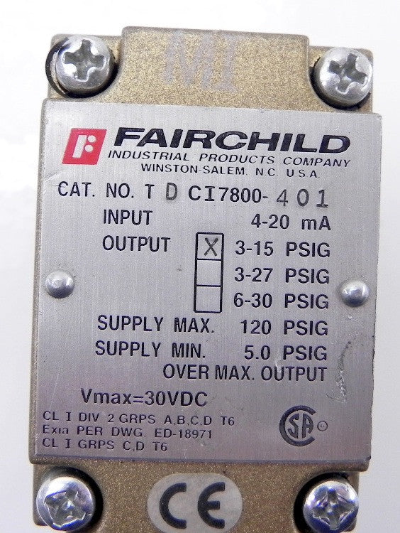 Fairchild Electro Pneumatic Transducer TDCI7800-401 - Advance Operations