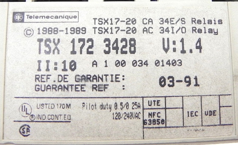 Telemecanique PLC Controller TSX 172 3428 - Advance Operations