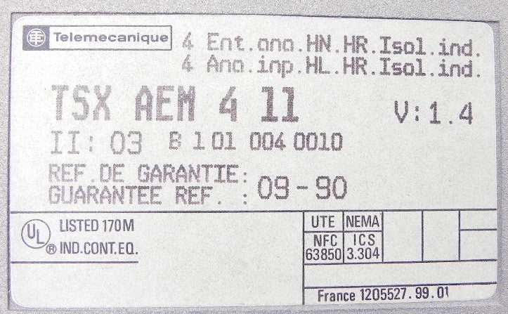 Telemecanique Analog Input Module TSX AEM 411 - Advance Operations