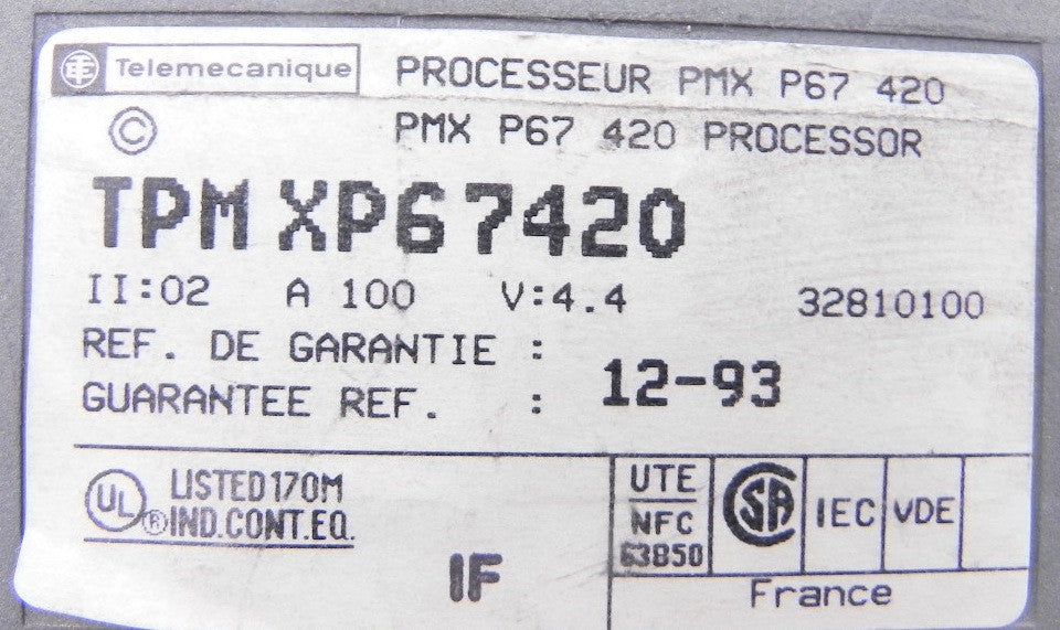 Telemecanique Processor Module PMX P67 420 TPM XP67420 - Advance Operations