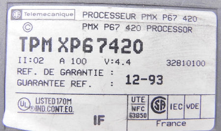 Telemecanique Processor Module PMX P67 420 TPM XP67420 - Advance Operations