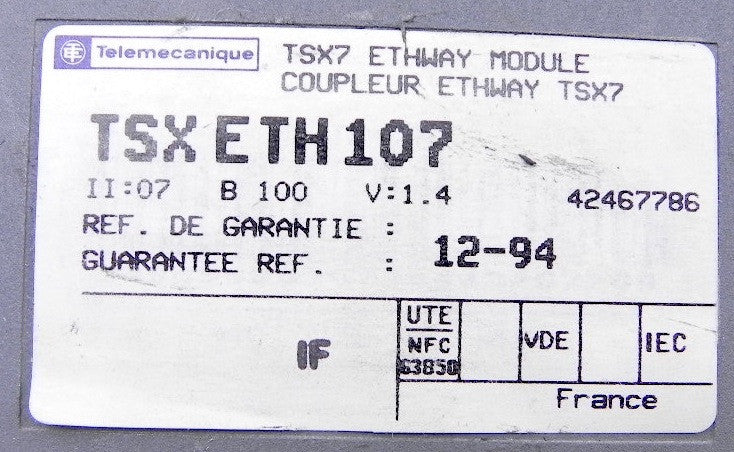 Telemecanique Ethway Module TSXETH107 - Advance Operations