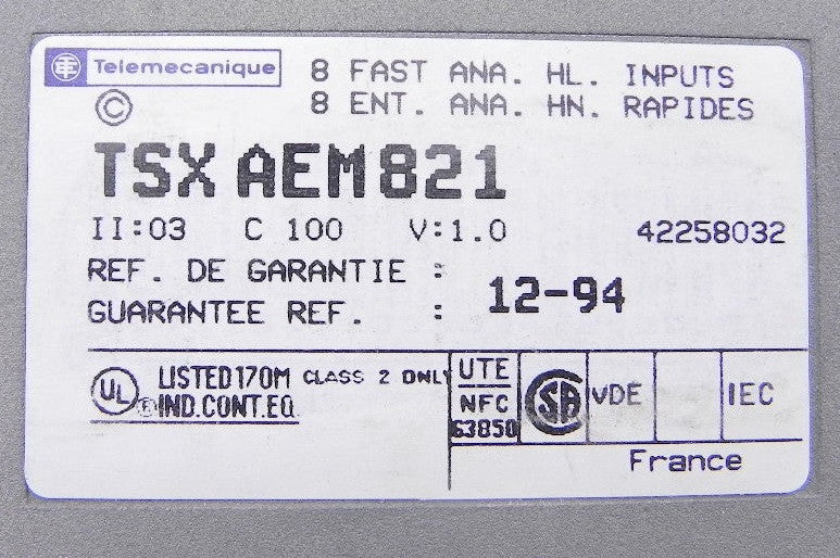 Telemecanique Fast Analog Input Module TSX AEM821 - Advance Operations