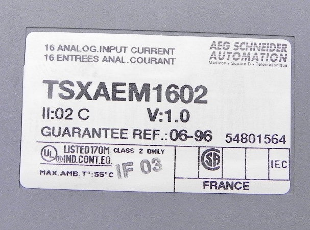 Telemecanique Analog Input Current TSX AEM1602 - Advance Operations