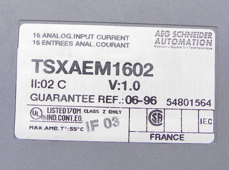 Telemecanique Analog Input Current TSX AEM1602 - Advance Operations