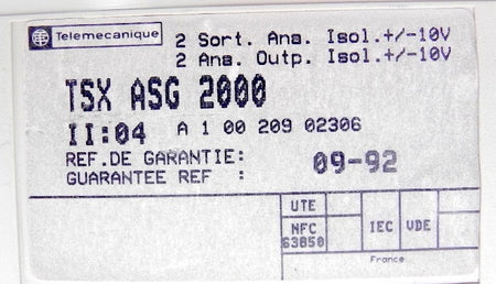 Telemecanique Analog Output Isolated TSX ASG 2000 - Advance Operations