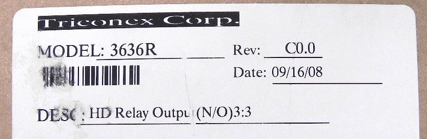 Triconex Non-Triplicated Output Module 3636R Rev:C - Advance Operations