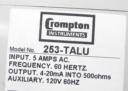Crompton Transducer 253-TALU - Advance Operations