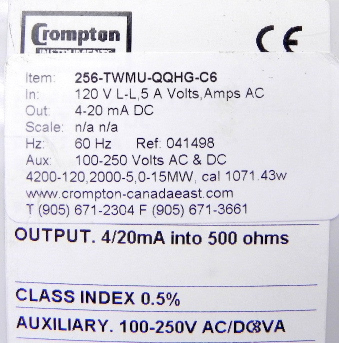 Crompton Transducer 256-TWMU-QQHG-C6 - Advance Operations