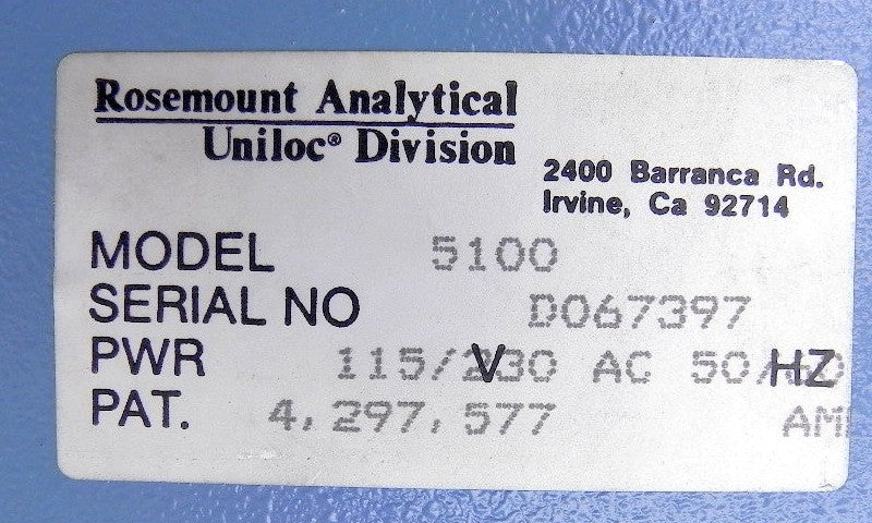 Rosemount Analytical CO Analyzer Model 5100 - Advance Operations