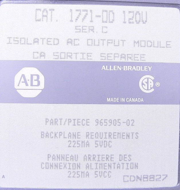 Allen-Bradley Isolated AC Output Module 1771-OD - Advance Operations