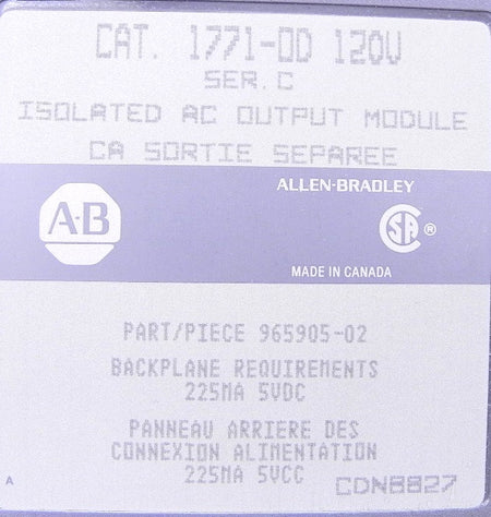 Allen-Bradley Isolated AC Output Module 1771-OD - Advance Operations