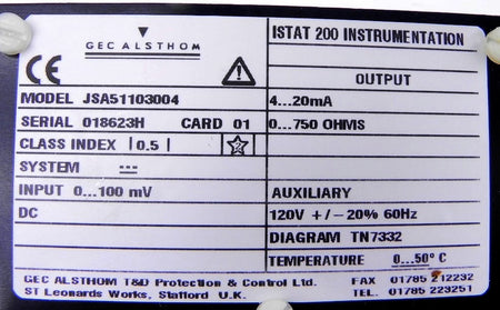 Gec Alsthom Istat 200 DC Voltage Module JSA51103004 - Advance Operations