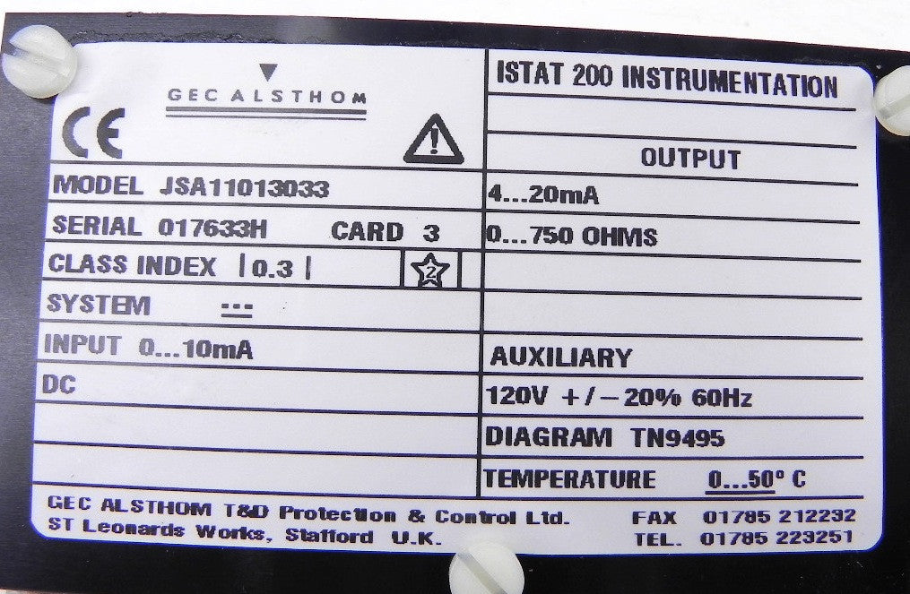 Gec Alsthom Istat 200 Amplifier Module JSA11013033 - Advance Operations