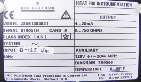 Gec Alsthom Istat 200 Voltage Module JSV61303021 - Advance Operations