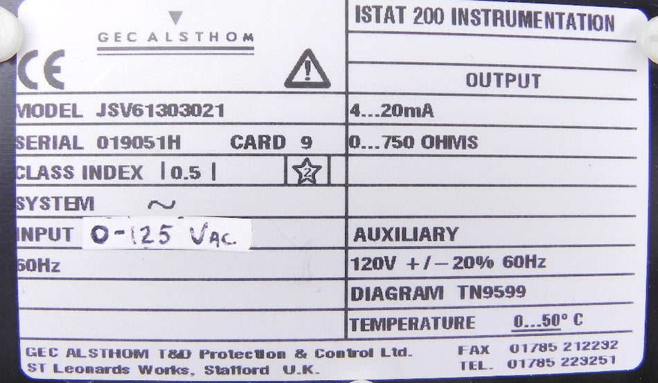 Gec Alsthom Istat 200 Voltage Module JSV61303021 - Advance Operations