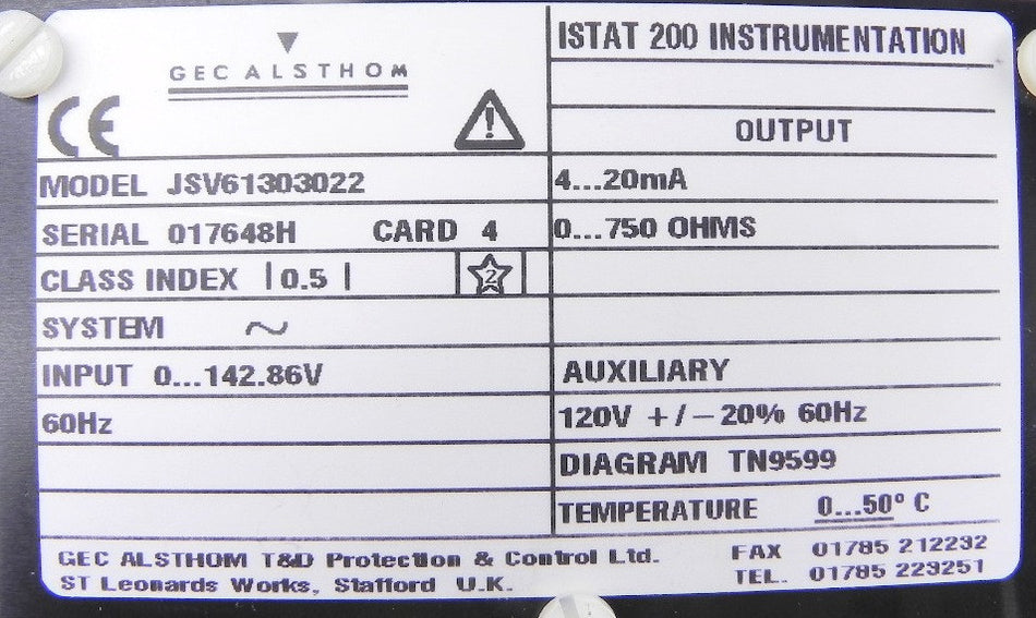 Gec Alsthom Istat 200 Voltage Module JSV61303022 - Advance Operations