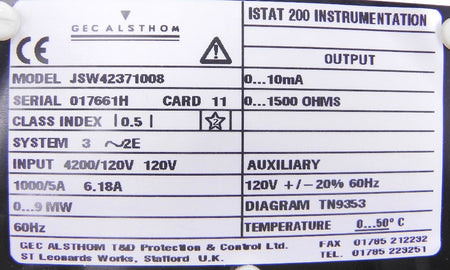Gec Alsthom Istat 200 Watts Module JSW42371008 - Advance Operations