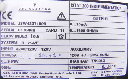 Gec Alsthom Istat 200 Watts Module Used JSW42371008 - Advance Operations