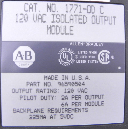 Allen-Bradley Isolated Output Module 1771-OD C - Advance Operations