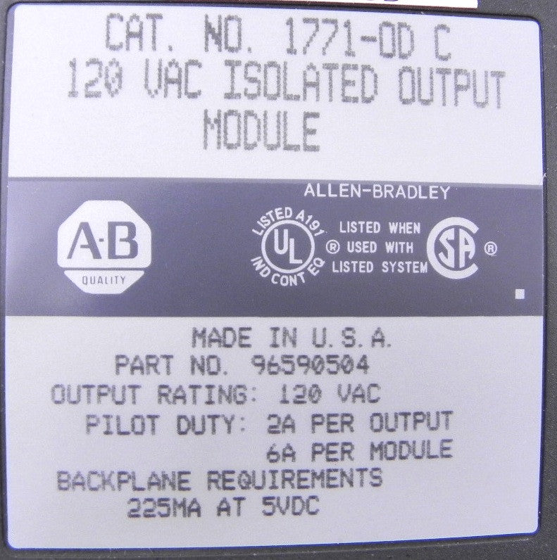 Allen-Bradley Isolated Output Module 1771-OD C - Advance Operations