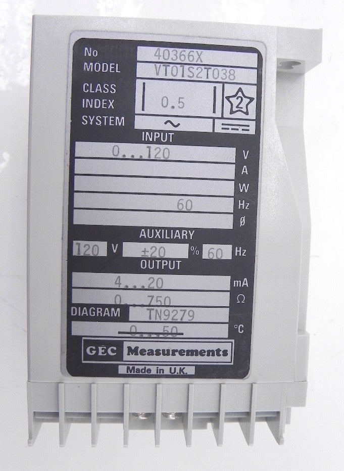 Gec Measurements Transducer 40366X  VT01S2T038 - Advance Operations