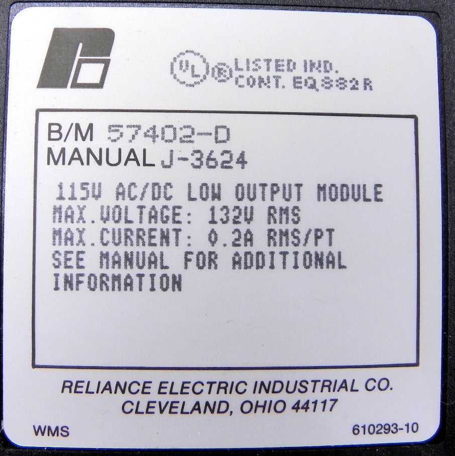 Reliance Electric Low Output Module 57402-D - Advance Operations