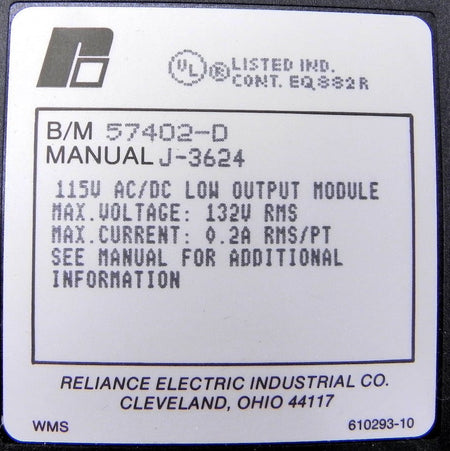 Reliance Electric Low Output Module 57402-D - Advance Operations