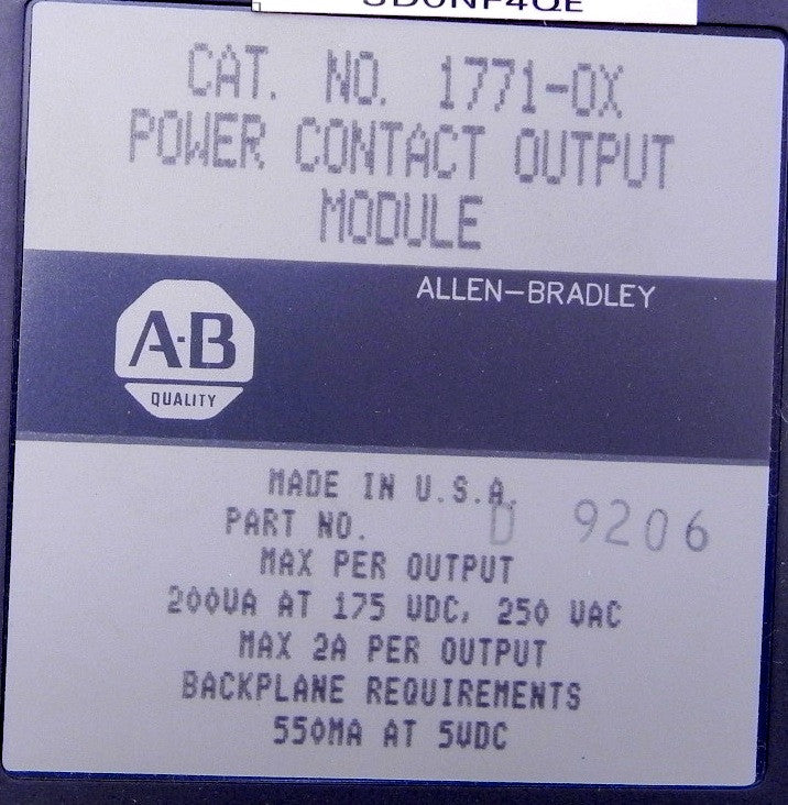 Allen-Bradley Power Contact Output Module 1771-0X - Advance Operations