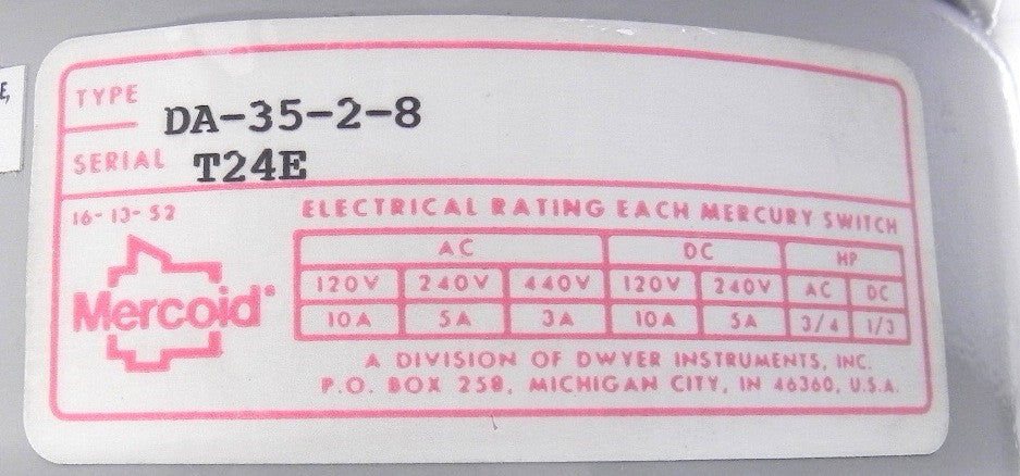 Mercoid Temperature Control DA-35-2-8 - Advance Operations